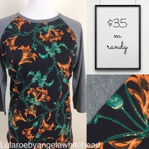 LuLaRoe Randy M-Baseball tee NWT gray/blk/green